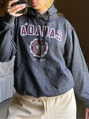 CANADA Graphic Zip-Up Hoodie Sweater - Dark Heather Gray